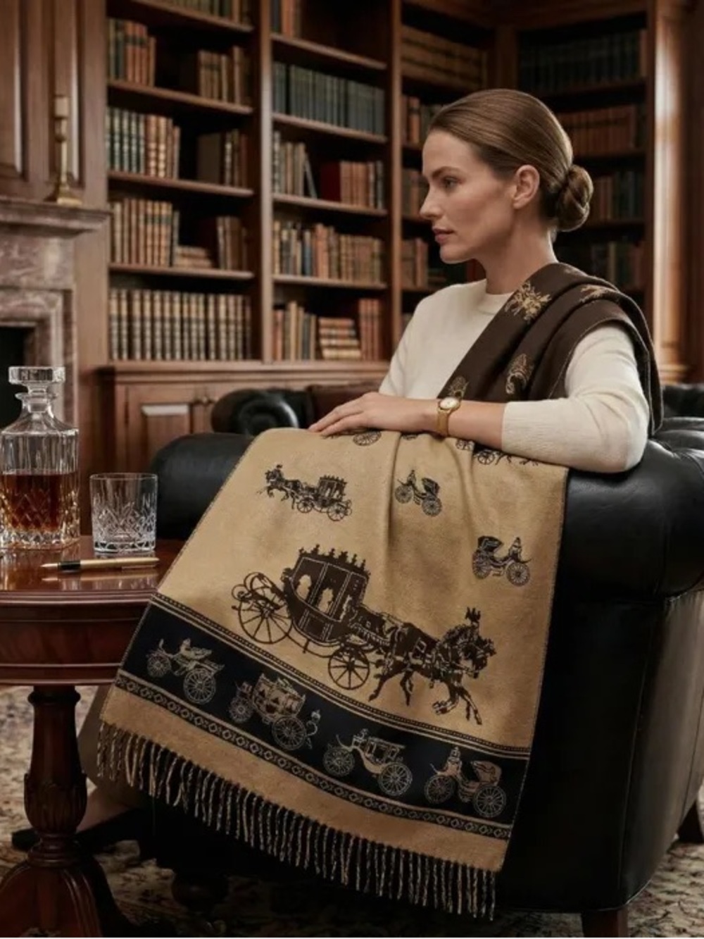 Equestrian Scarf - Brown and Beige